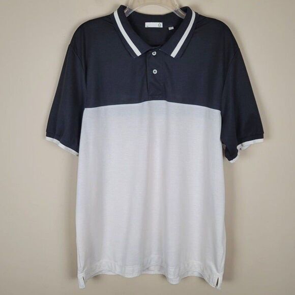 Tasc Performance Size XL Varsity Blocked Pique Polo Short Sleeve Black Bone - Picture 1 of 12